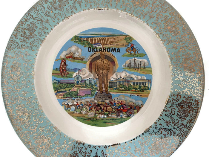 Midcentury Oklahoma State Souvenir Plate at Duckwells