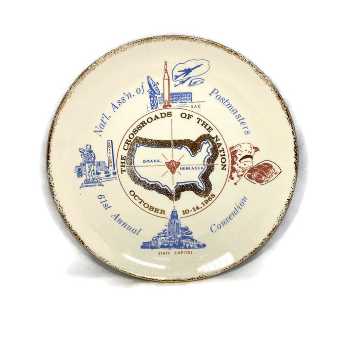 Midcentury Postmasters Convention Plate, Omaha Nebraska at Duckwells