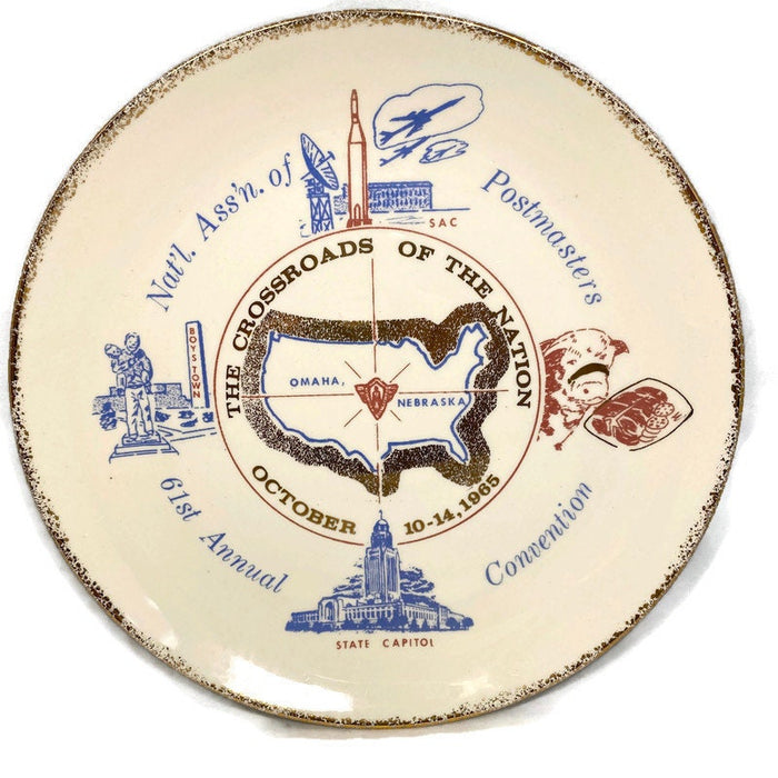 Midcentury Postmasters Convention Plate, Omaha Nebraska at Duckwells