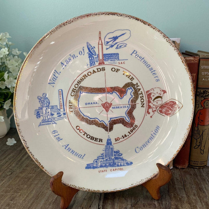 Midcentury Postmasters Convention Plate, Omaha Nebraska at Duckwells