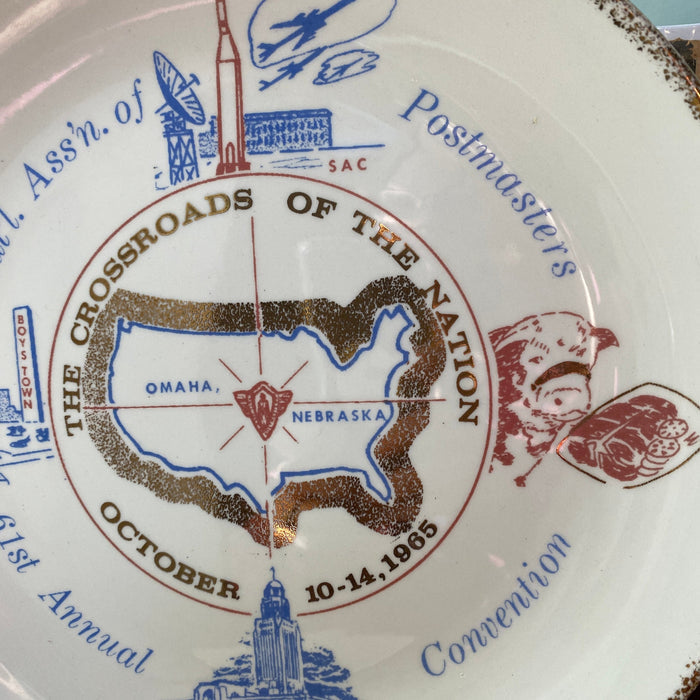Midcentury Postmasters Convention Plate, Omaha Nebraska at Duckwells