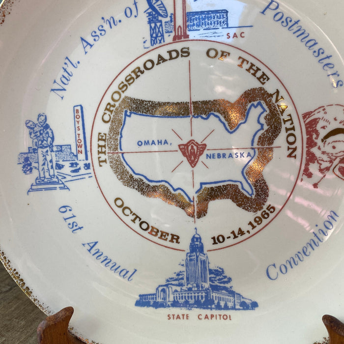 Midcentury Postmasters Convention Plate, Omaha Nebraska at Duckwells