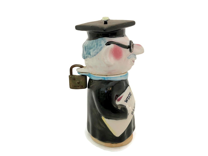 Midcentury Professor Ceramic Coin Bank with Lock by Thames at Duckwells