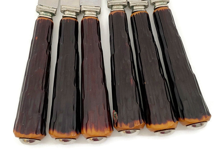 Midcentury Sheffield Steak Knives with Rustic Handles at Duckwells