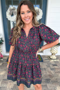 Midnight Bloom Mini Dress