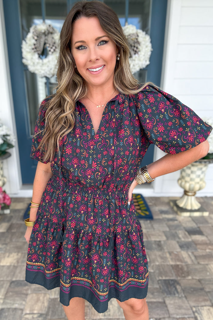 Midnight Bloom Mini Dress