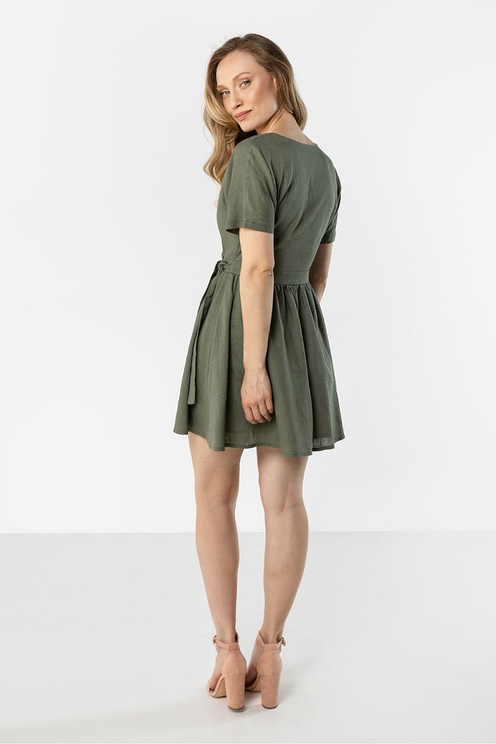 Mini Daydress in Olive Green for Summer Style - Dresses