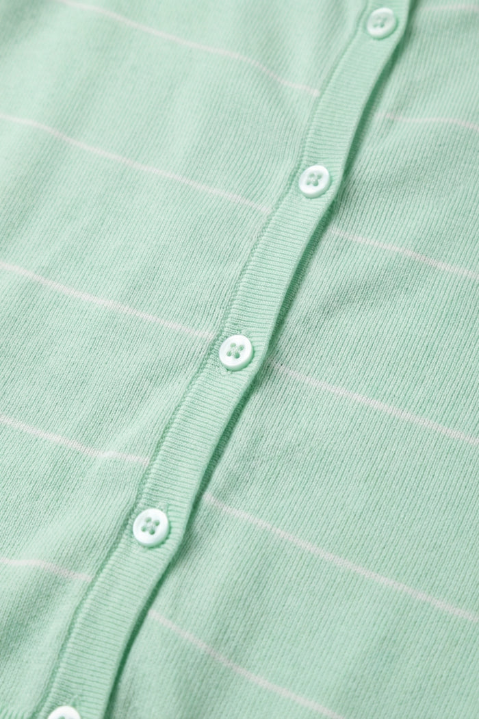 Mint Green Fine Knit Button-Up Cardigan