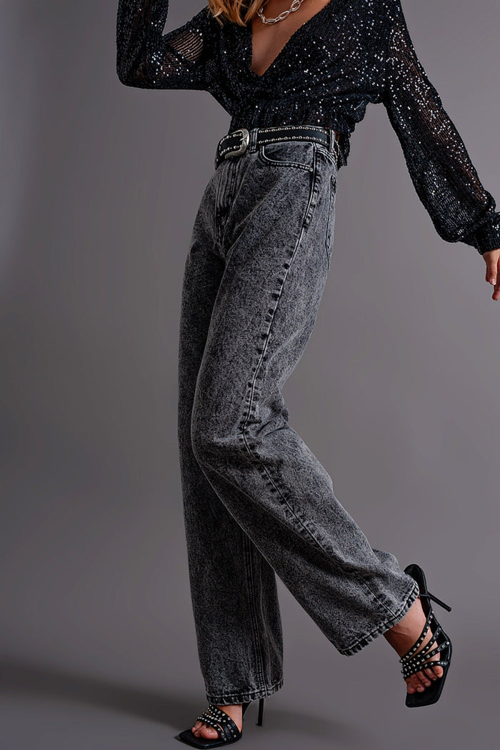 Mom jeans with high waist in black - Denim