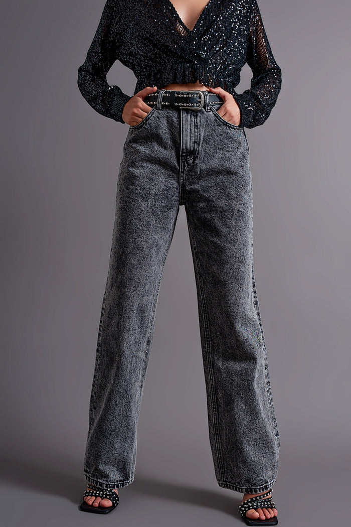 Mom jeans with high waist in black - Denim