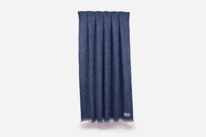 Navy Clash Mohair Throw Blanket - Cushendale Woollen Mills