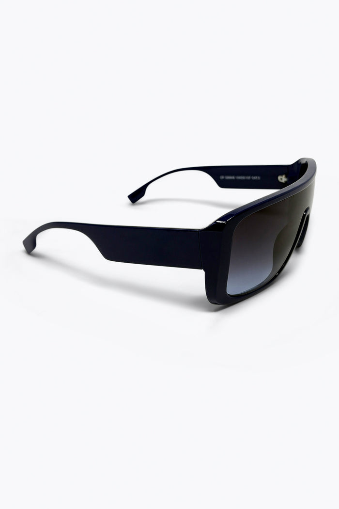 Navy Oversize Square Frame Gradient Lens Shield Sunglasses