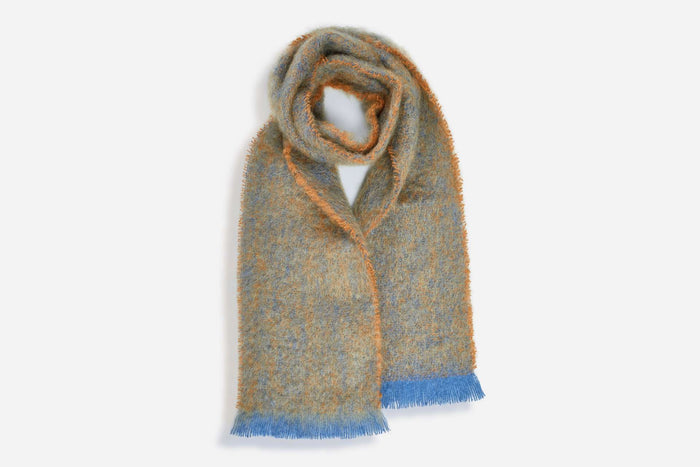 Ochre Clash Mohair Scarf - Cushendale Woollen Mills