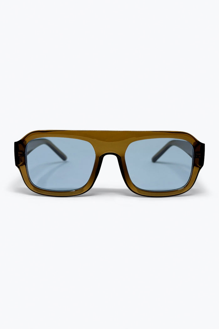 Olive Brown Oversized Square Frame Sunglasses