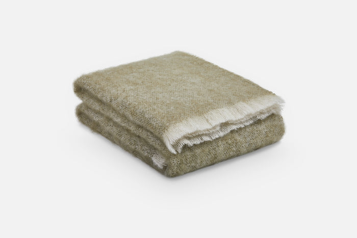 Olive Mooneen Mohair Throw Blanket - Cushendale Woollen Mills