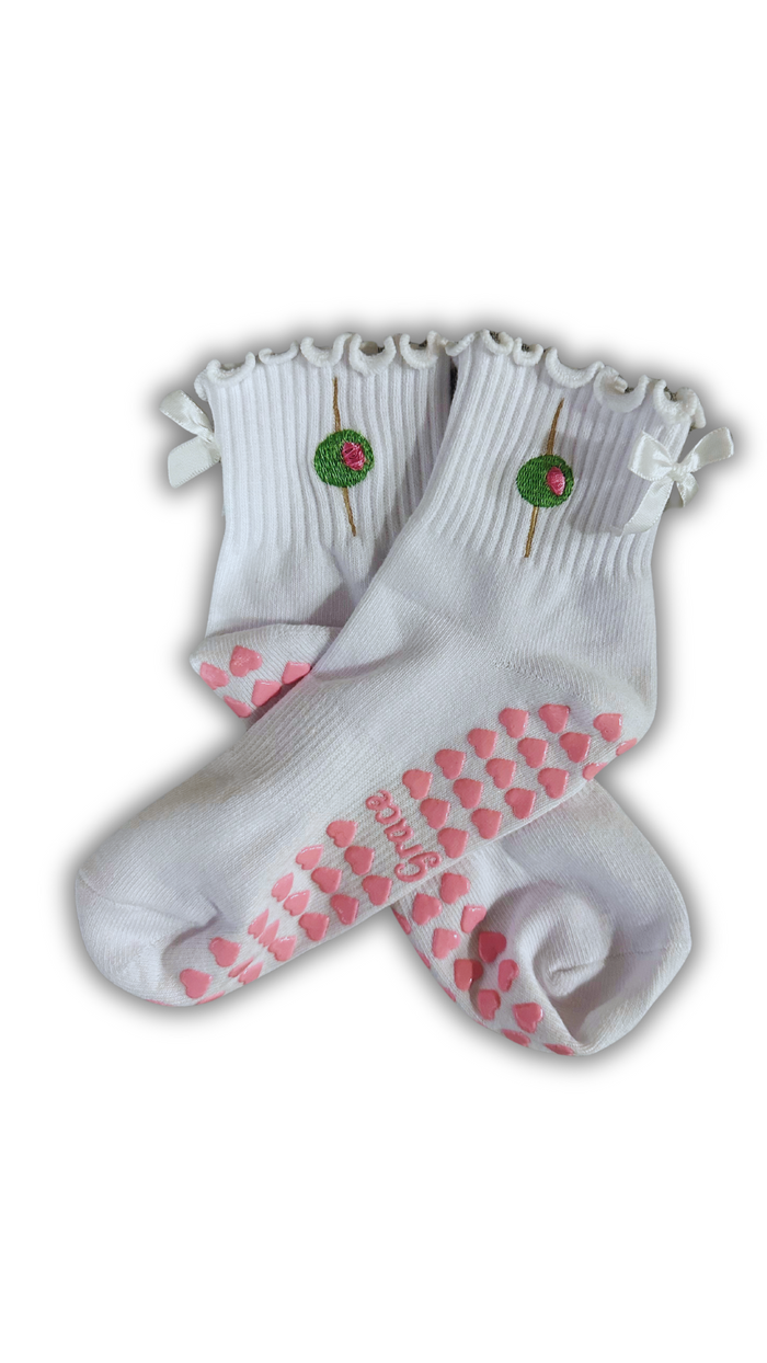 White ruffle grip socks