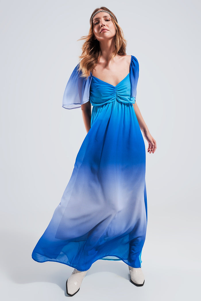 Ombre sweetheart maxi dress in blue - dress