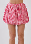 tcec red gingham mini bubble hem skirt