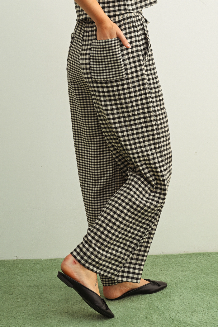 One Way or Another Black and Cream Mixed Gingham Pant