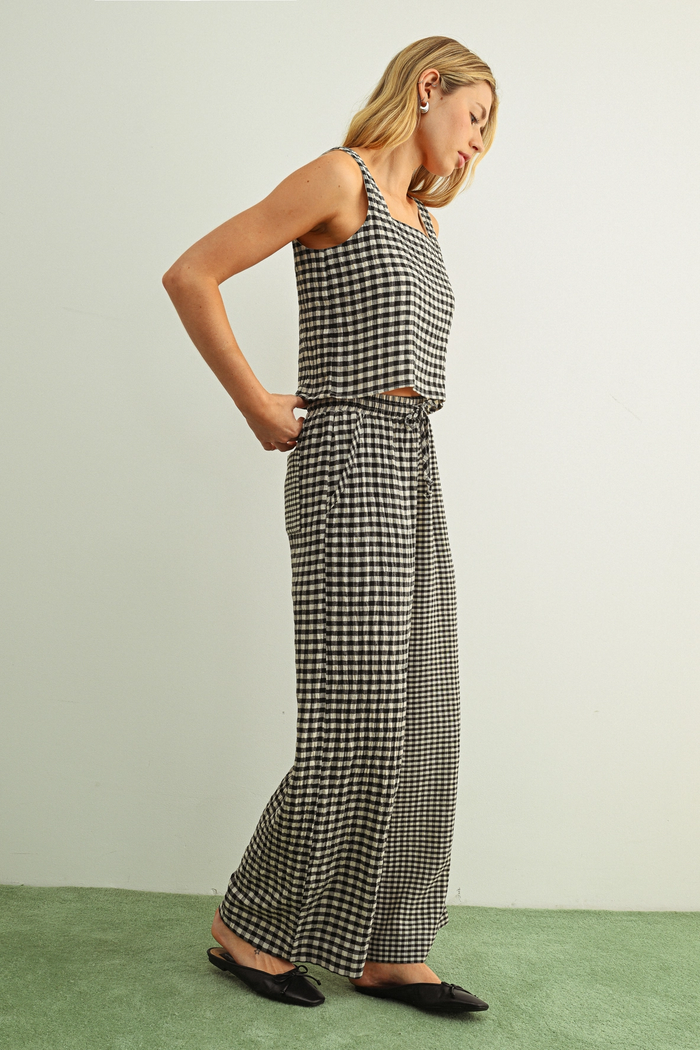One Way or Another Black and Cream Mixed Gingham Pant