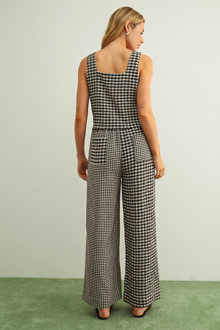 One Way or Another Black and Cream Mixed Gingham Pant