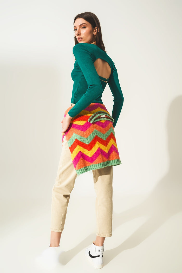 Open back jumper in green