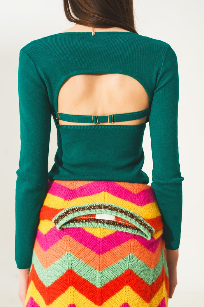 Open back jumper in green