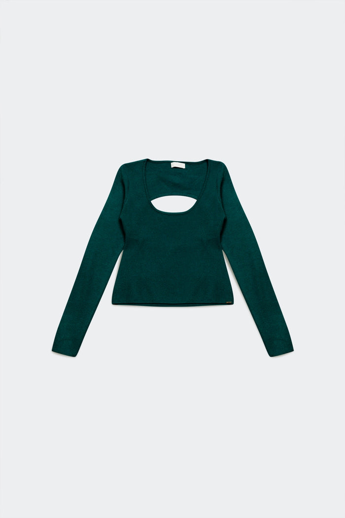 Open back jumper in green
