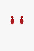 Oval Shape Beaded Earrings in Red