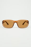 Oval Sunglasses with High Gloss Transparent Camel Frames