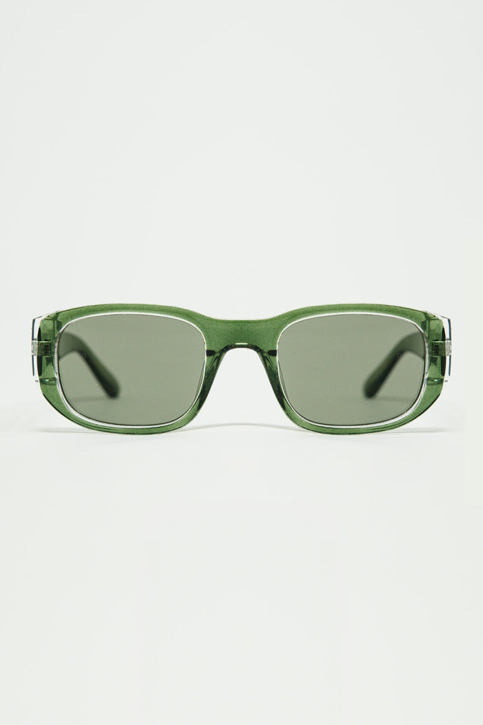 Oval Sunglasses with High Gloss Transparent Frames in green