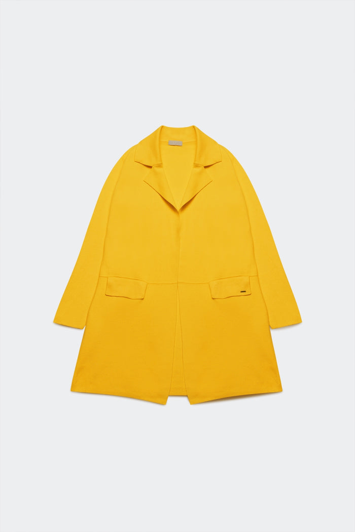 Oversized collar maxi cardigan in yellow
