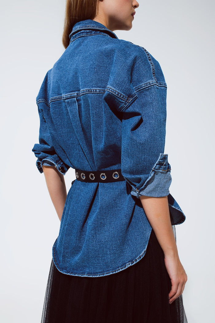 oversized denim jacket with cargo pockets