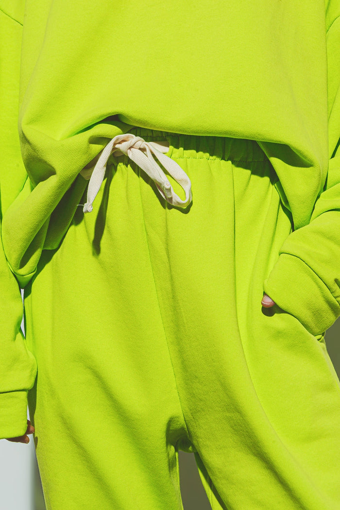 Oversized Jogger with Tie Waist in Lime - trousers