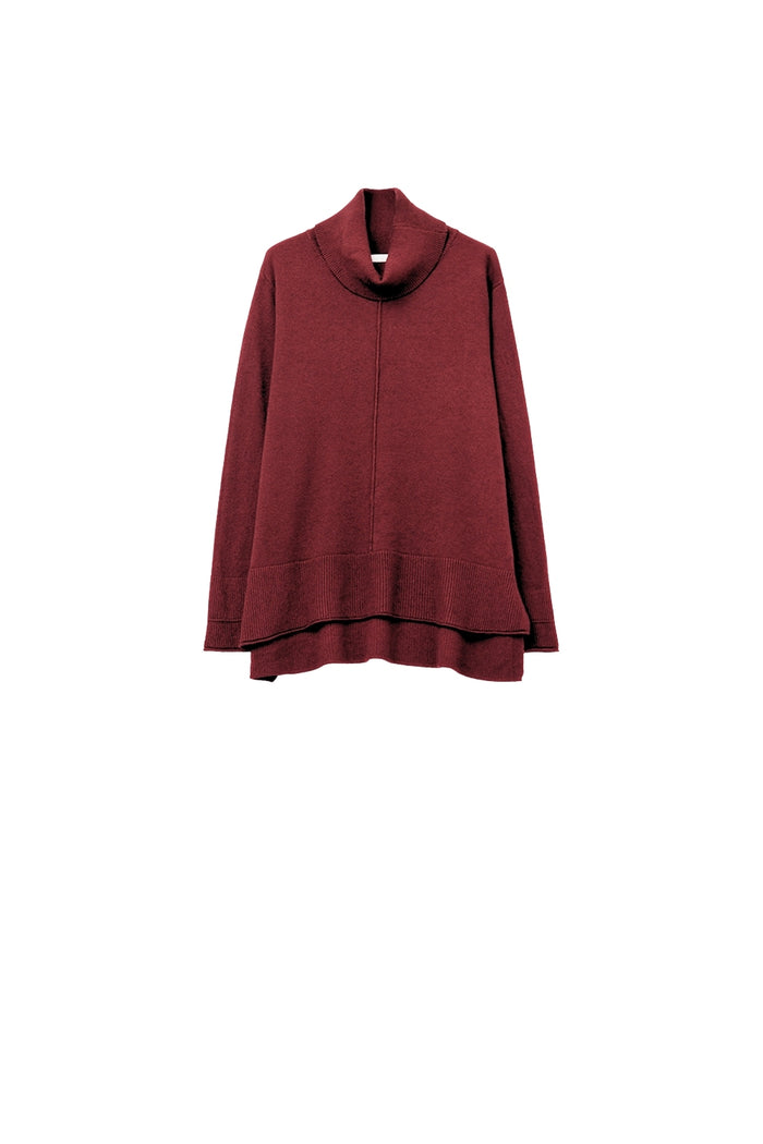 Oversized Roll Neck Sweater in Burgundy