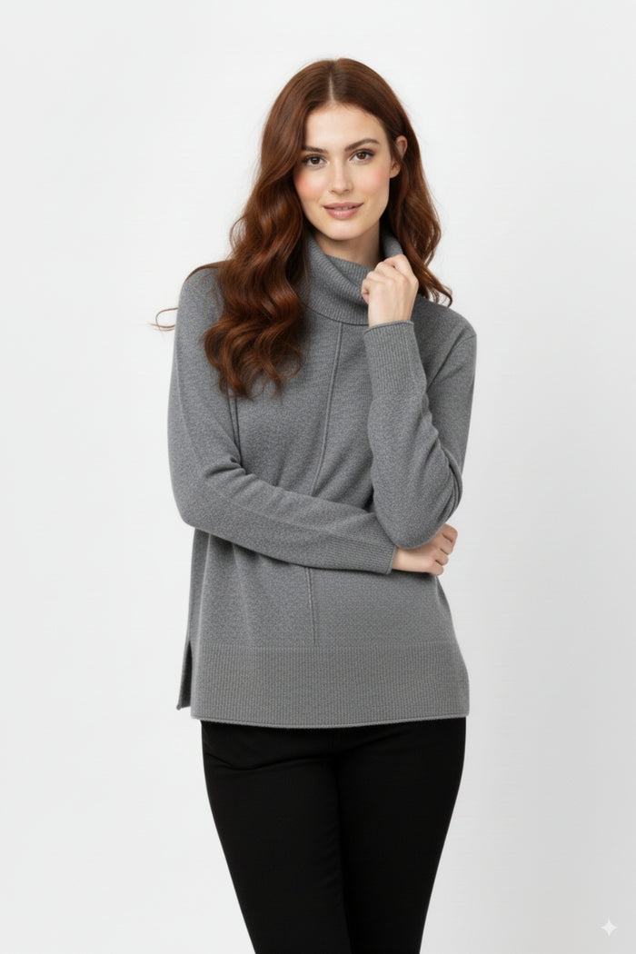 Oversized Roll Neck Sweater in Gray