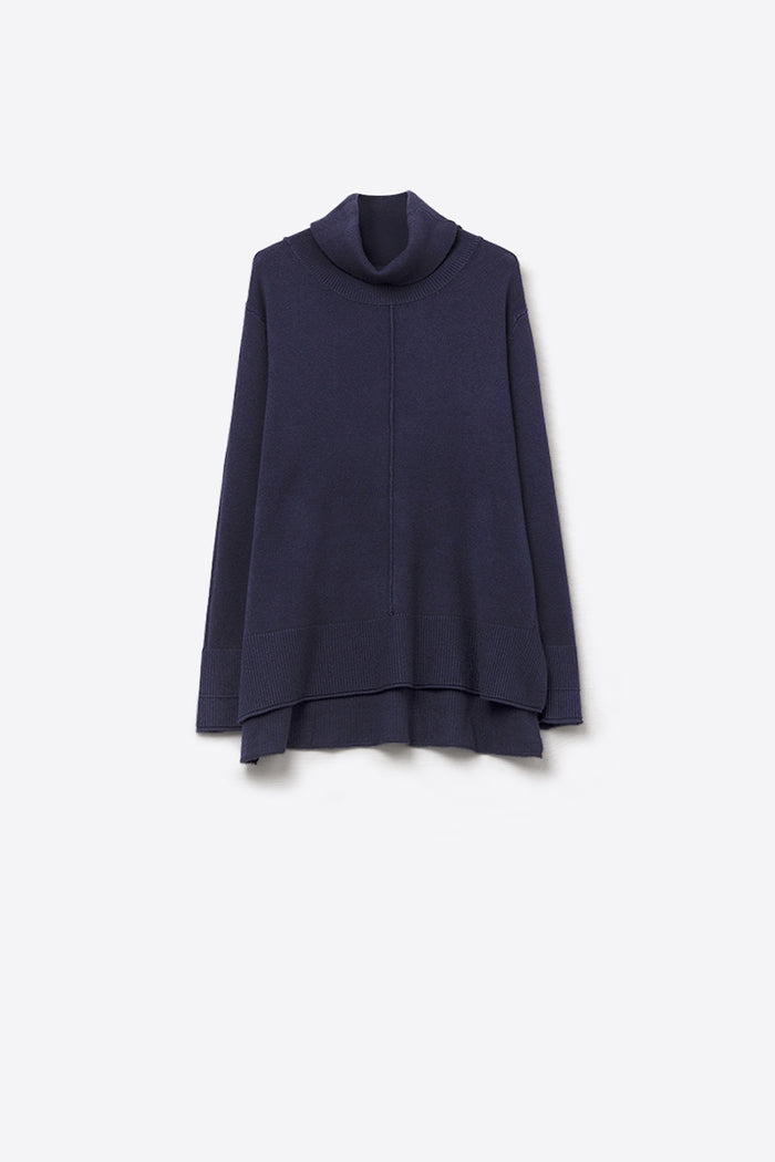 Oversized Roll Neck Sweater in navy