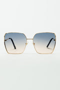 Oversized Square Metal Sunglasses In Blue Gradient Lens