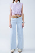 Oversized Straight Leg Jeans in Light Wash - Denim
