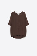 Oversized Sweater in Brown with Elbow-Length Sleeves