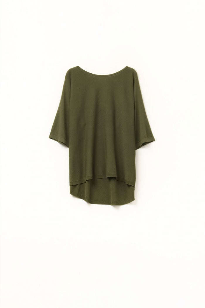 Oversized sweater in khaki with Elbow-Length Sleeves