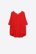Oversized Sweater in Red with Elbow-Length Sleeves