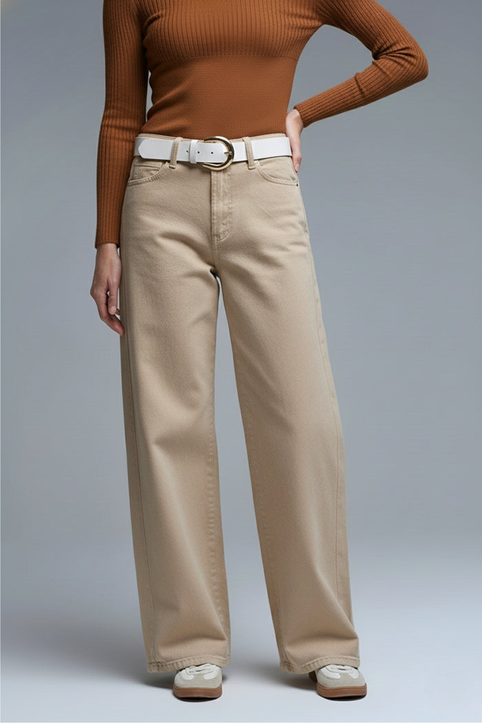 Pants extra wide fit in washed beige - Coloured Jeans