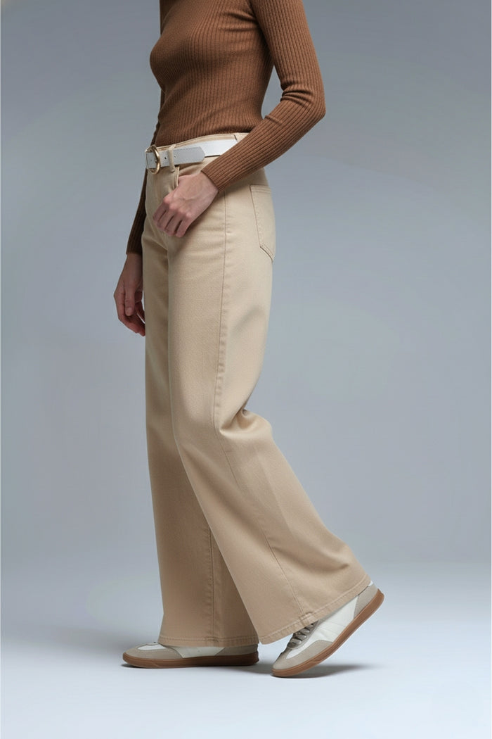 Pants extra wide fit in washed beige - Coloured Jeans