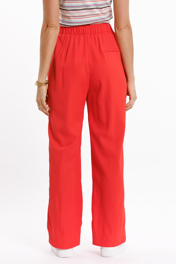 Pants In Coral With Front Pockets And Drawstring Closing - trousers