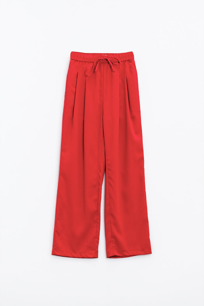 Pants In Coral With Front Pockets And Drawstring Closing - trousers