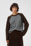 Part Two CleoPW Jumper Grey/Mole Colorblock 30310866 worn on model Shop Part Two at Dotique