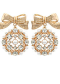 Pave Stone and Pearl Cluster Bow Earring - Clear