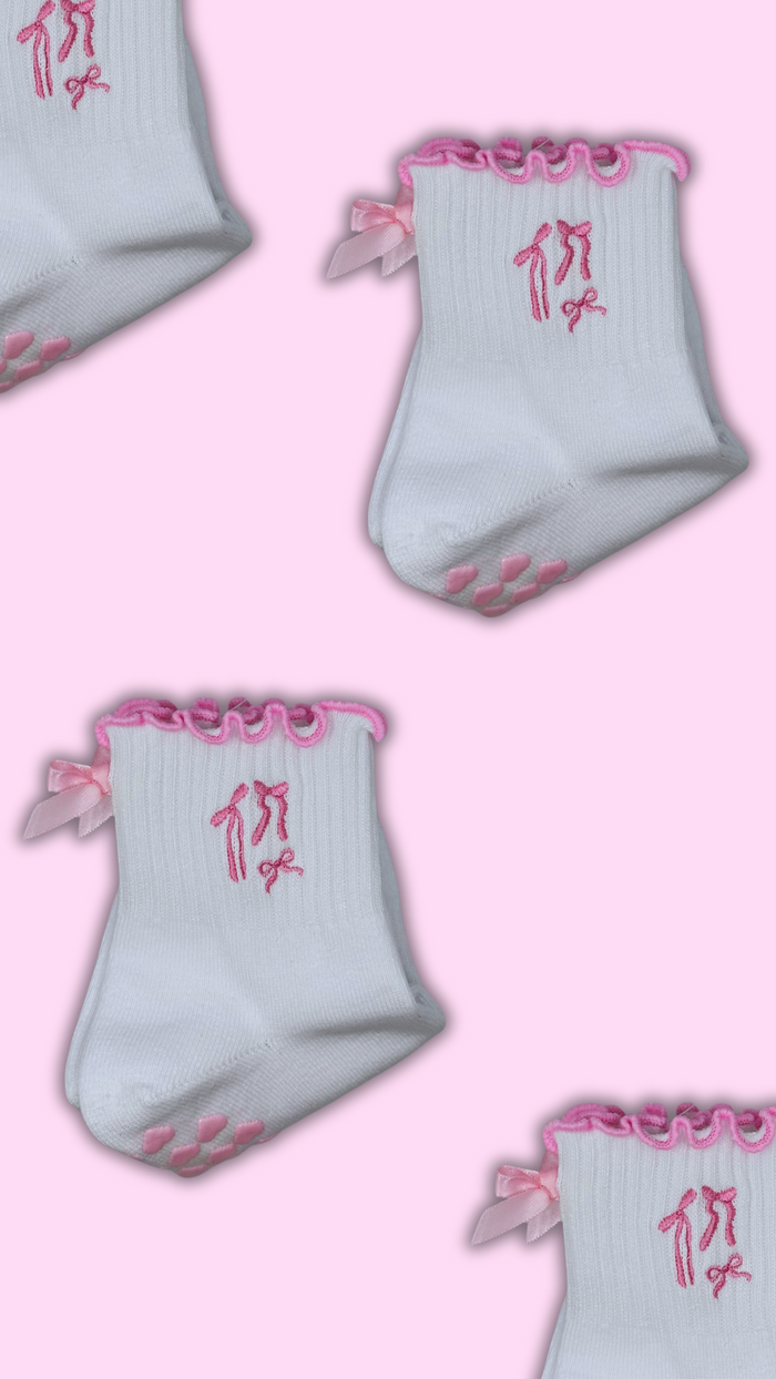 Pink heart grip socks