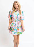 sale Pink Floral Frame Shirt Dress with Belt by Karlie spring easter dress